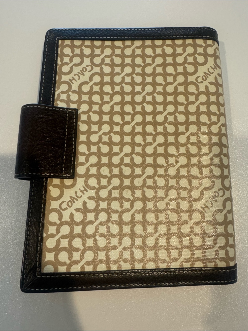 Coach Beige and Brown Signature Canvas Organizer with Dark Leather Trim - Picture 2 of 8